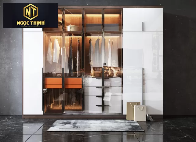 Tủ quần áo kết hợp tủ giày gỗ MDF